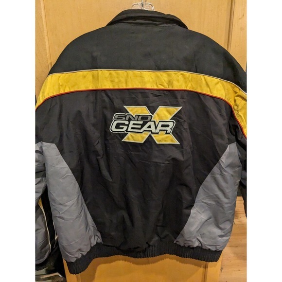 Sno Gear Racing Snowmobile Jacket Coat Black 3M Yellow Men Large 80s 90s Classic - Picture 4 of 5